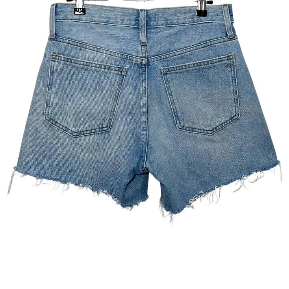 Madewell Denim Shorts Selton Wash Distressed Raw Hem Size 24